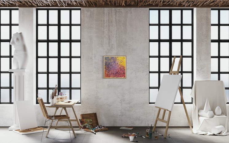 Tableau contemporain coloré, Summer in a Flower Garden, artiste peintre Orléans Gaëlle Wagner