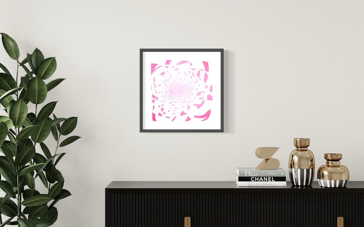 Tableau contemporain coloré, Rose Rose, artiste peintre Orléans Gaëlle Wagner