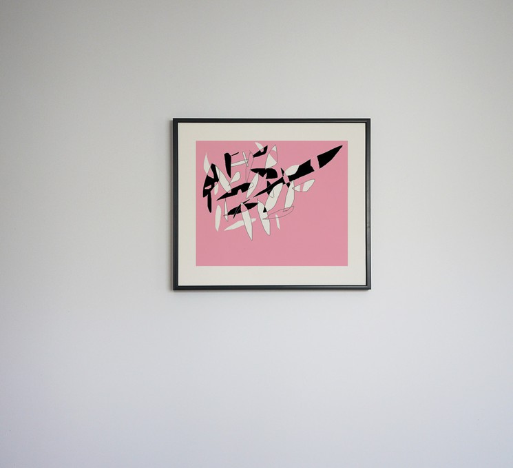 Tableau contemporain coloré, Pink and Black, artiste peintre Orléans Gaëlle Wagner