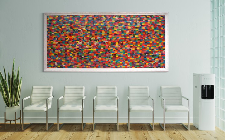 Tableau contemporain coloré, 2091 Pixels, artiste peintre Orléans Gaëlle Wagner