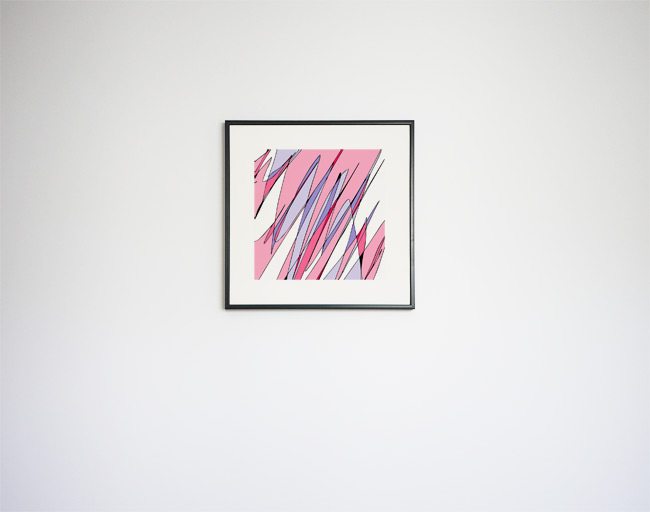 Tableau contemporain abstrait coloré Diagonales Lavande et Rose