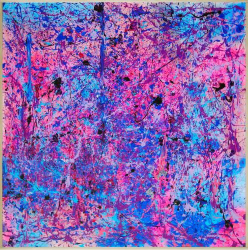Tableau contemporain abstrait coloré Rose & Blue # 5
