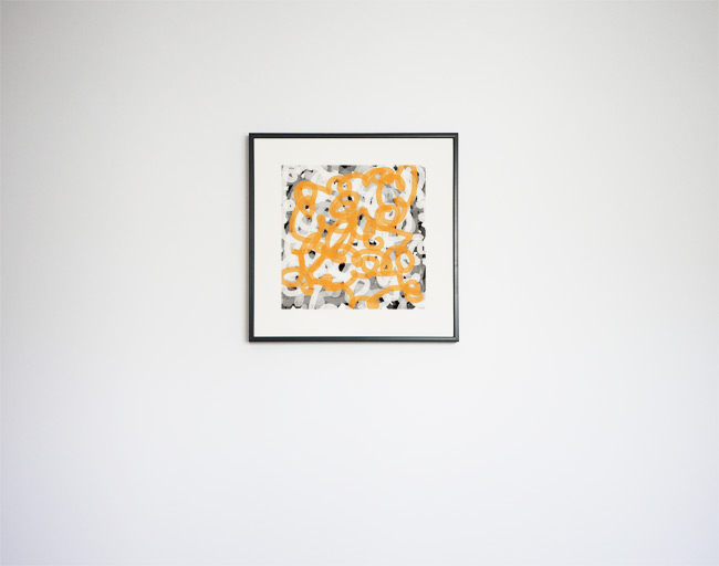Tableau contemporain abstrait coloré Tag gris et orange